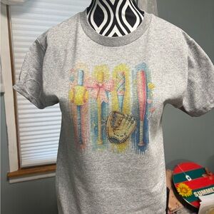 Gray Kids Baseball Graphic T-Shirt